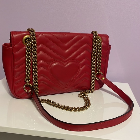 Red GG Marmont small shoulder bag - Picture 12 of 13
